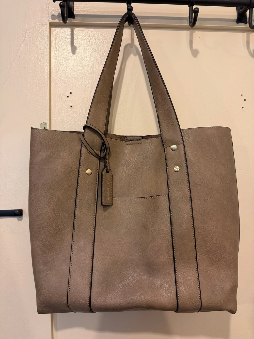 Sole Society Taupe Faux-Leather Tote